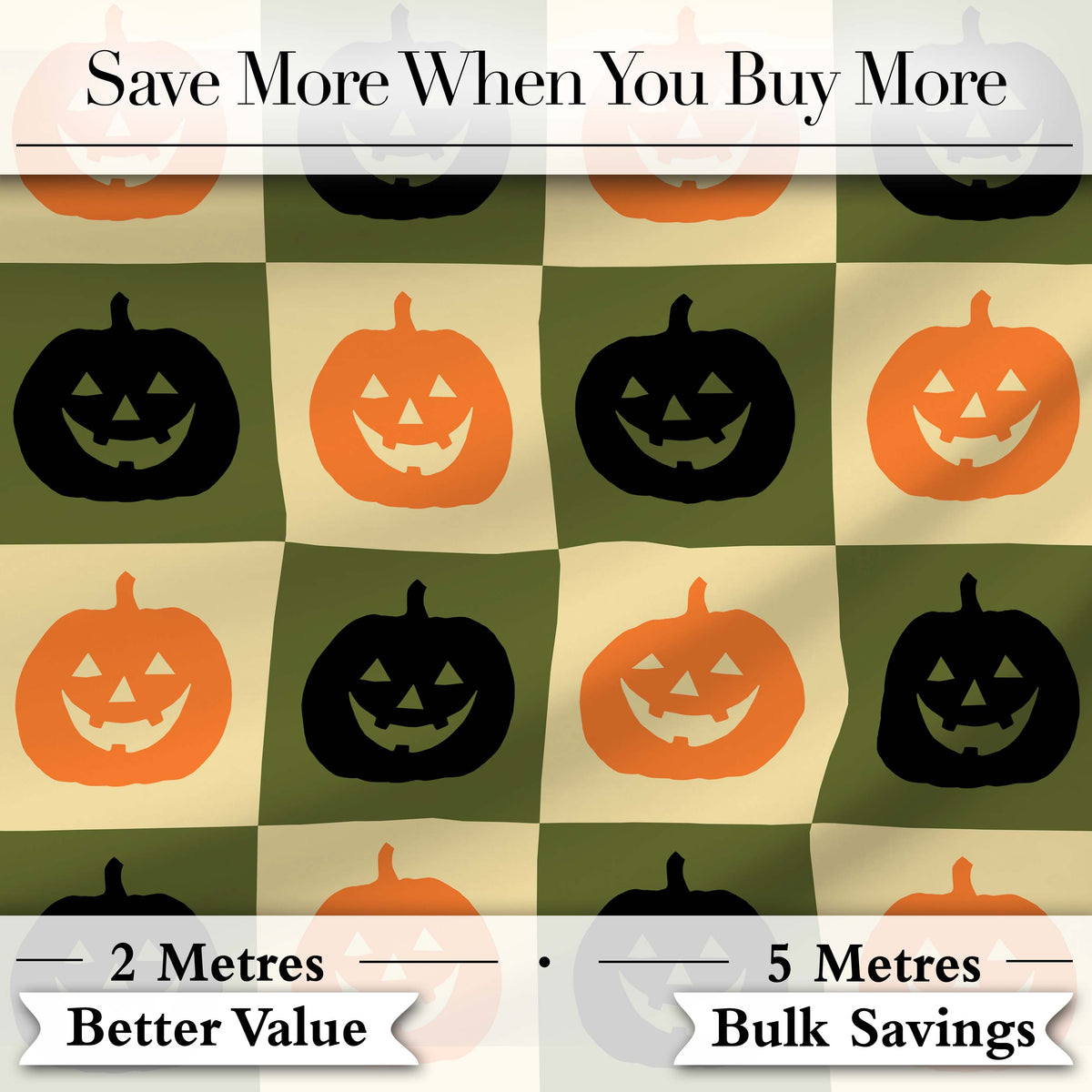 Halloween Pumpkin Faces in Olive and Beige Checkerboard Seamless Pattern Digital Print Fabric by the Metre UK Sewing Quilting Textile
