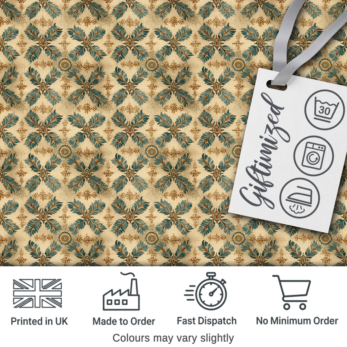 Soft Pastel Floral Tile Pink Green Seamless Pattern Digital Print Fabric by the Metre UK Sewing Quilting Textile