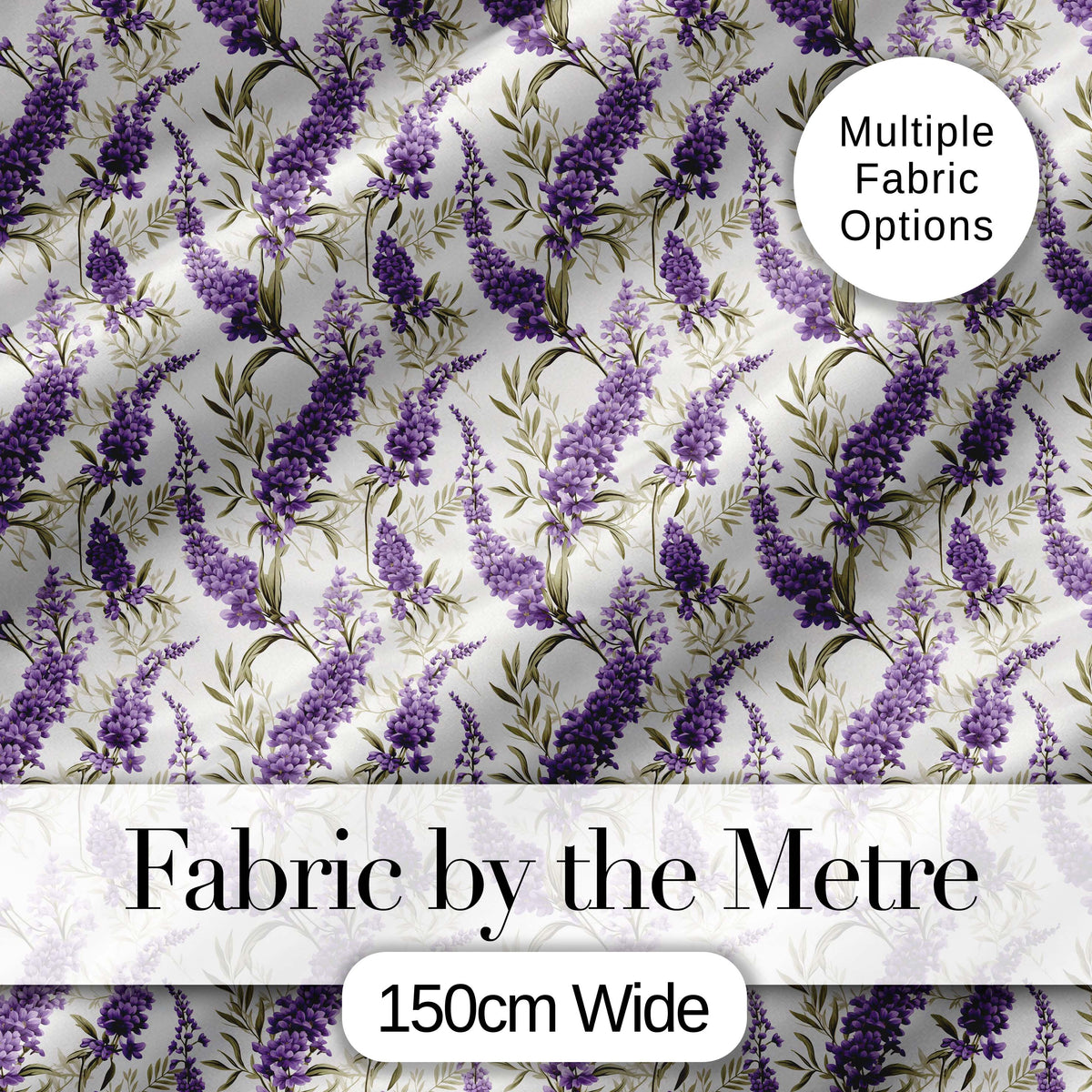 Elegant Lavender Sprigs Botanical Repeat on Soft Neutral Background Digital Print Fabric by the Metre UK Sewing Quilting Textile