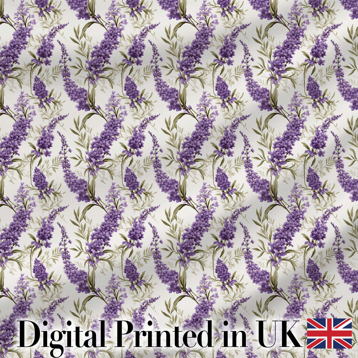Elegant Lavender Sprigs Botanical Repeat on Soft Neutral Background Digital Print Fabric by the Metre UK Sewing Quilting Textile