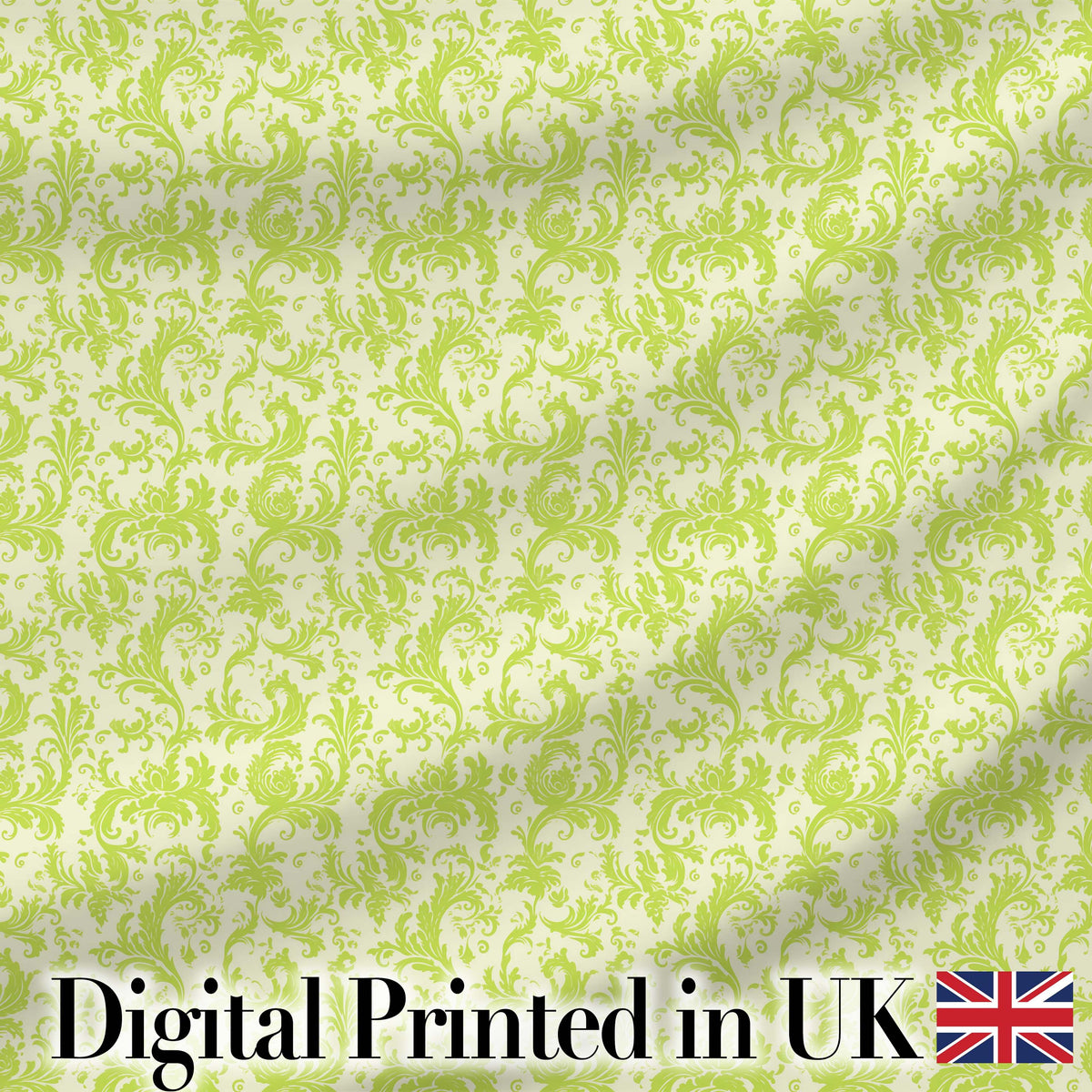 Elegant Green Damask Floral Vintage Seamless Pattern Digital Print Fabric by the Metre UK Sewing Quilting Textile