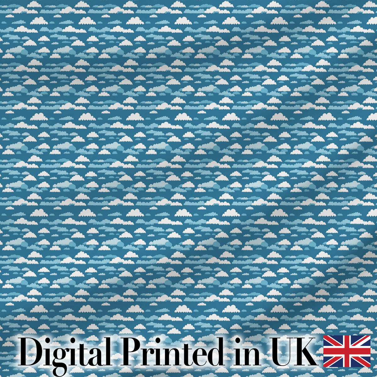 Dense Cloud Pattern Blue Tones Small Scale Seamless Design Digital Print Fabric by the Metre UK Sewing Quilting Textile