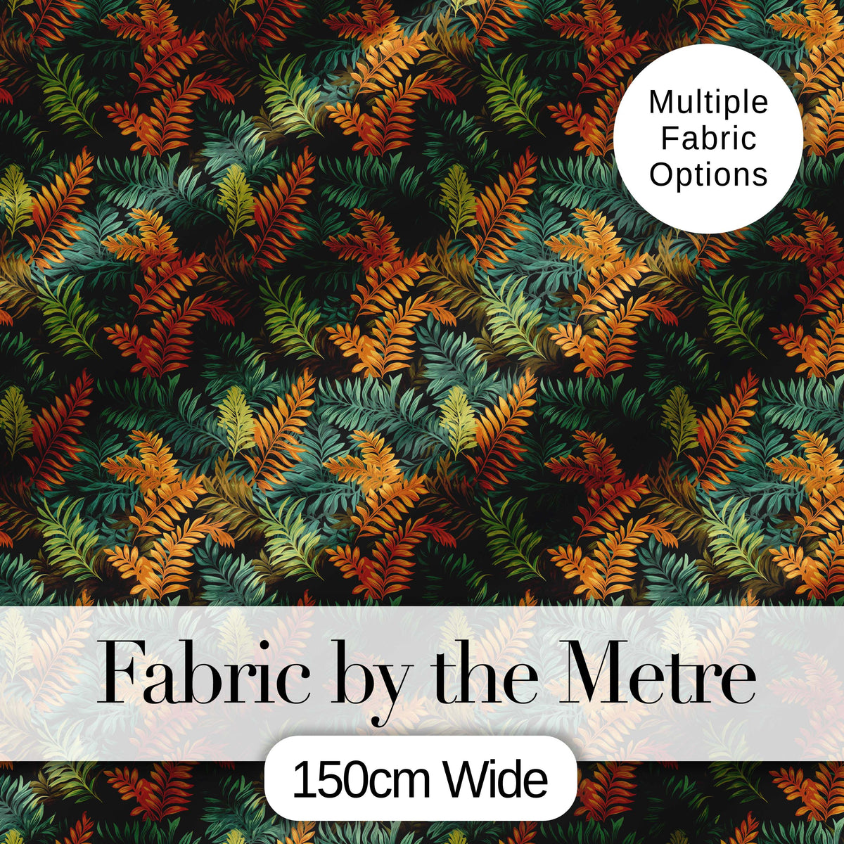 Lush Tropical Foliage in Rich Green and Amber Tones Digital Print Fabric by the Metre UK Sewing Quilting Textile