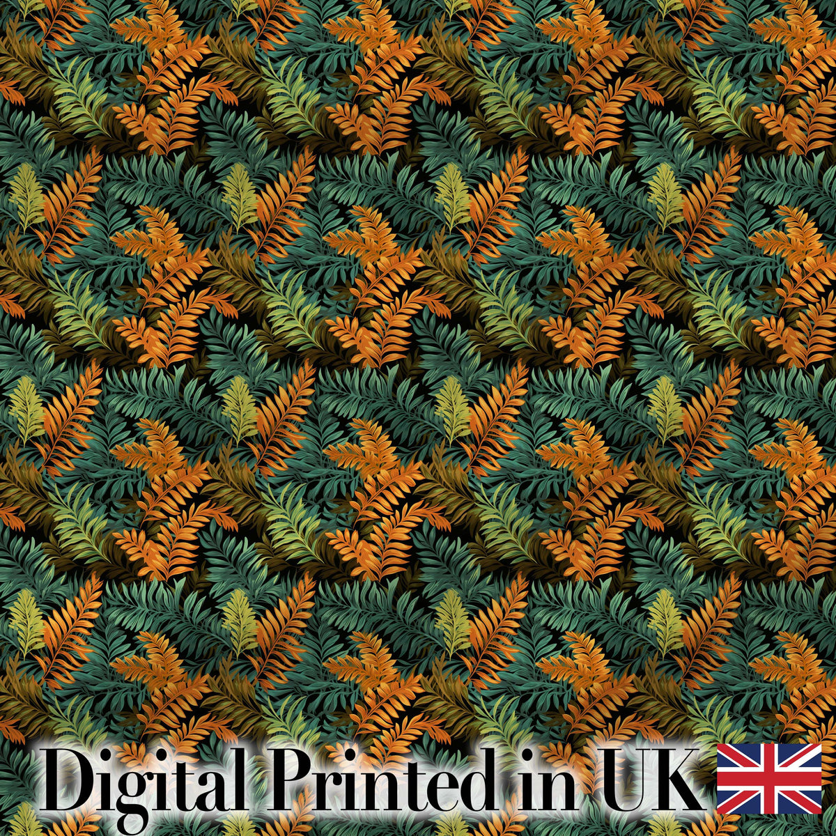 Lush Tropical Foliage in Rich Green and Amber Tones Digital Print Fabric by the Metre UK Sewing Quilting Textile