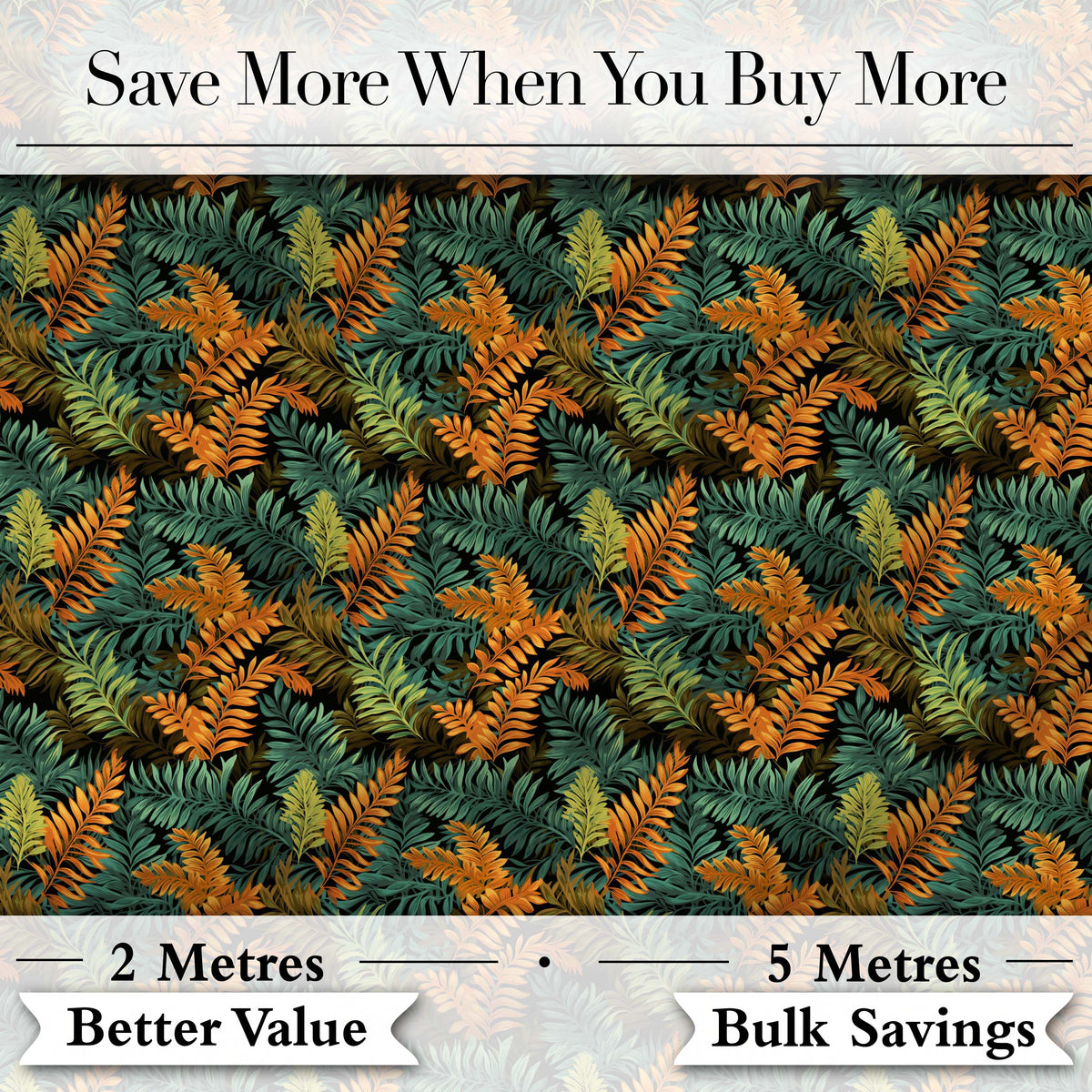 Lush Tropical Foliage in Rich Green and Amber Tones Digital Print Fabric by the Metre UK Sewing Quilting Textile