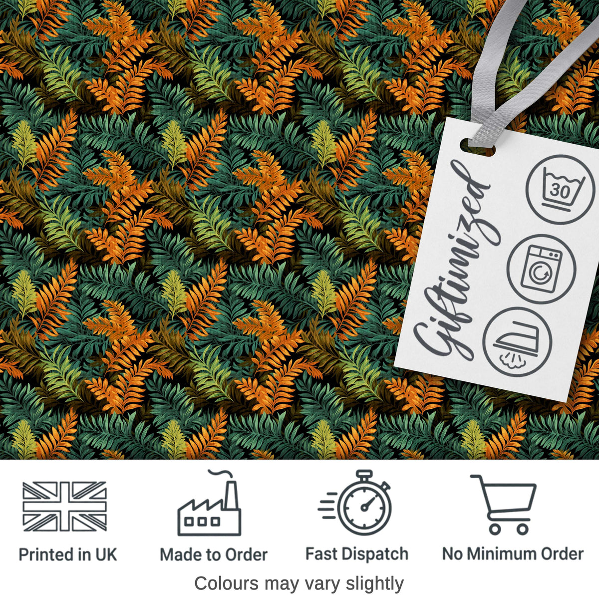 Lush Tropical Foliage in Rich Green and Amber Tones Digital Print Fabric by the Metre UK Sewing Quilting Textile