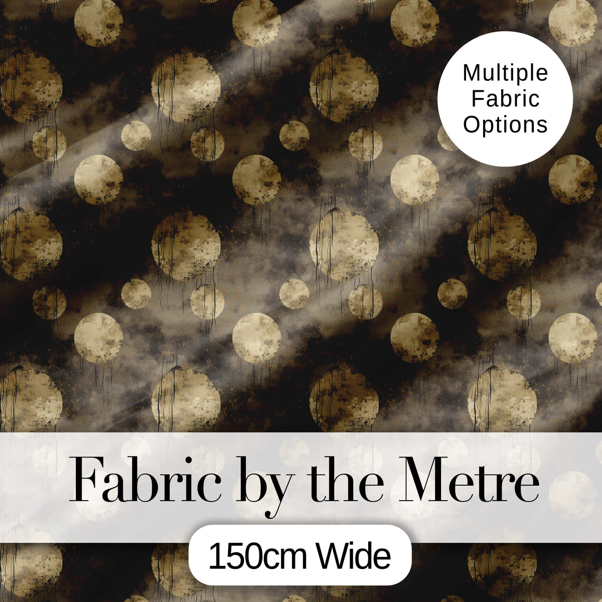Neutral Moon Circle Seamless Pattern Abstract Earth Tone Grunge Design Digital Print Fabric by the Metre UK Sewing Quilting Textile