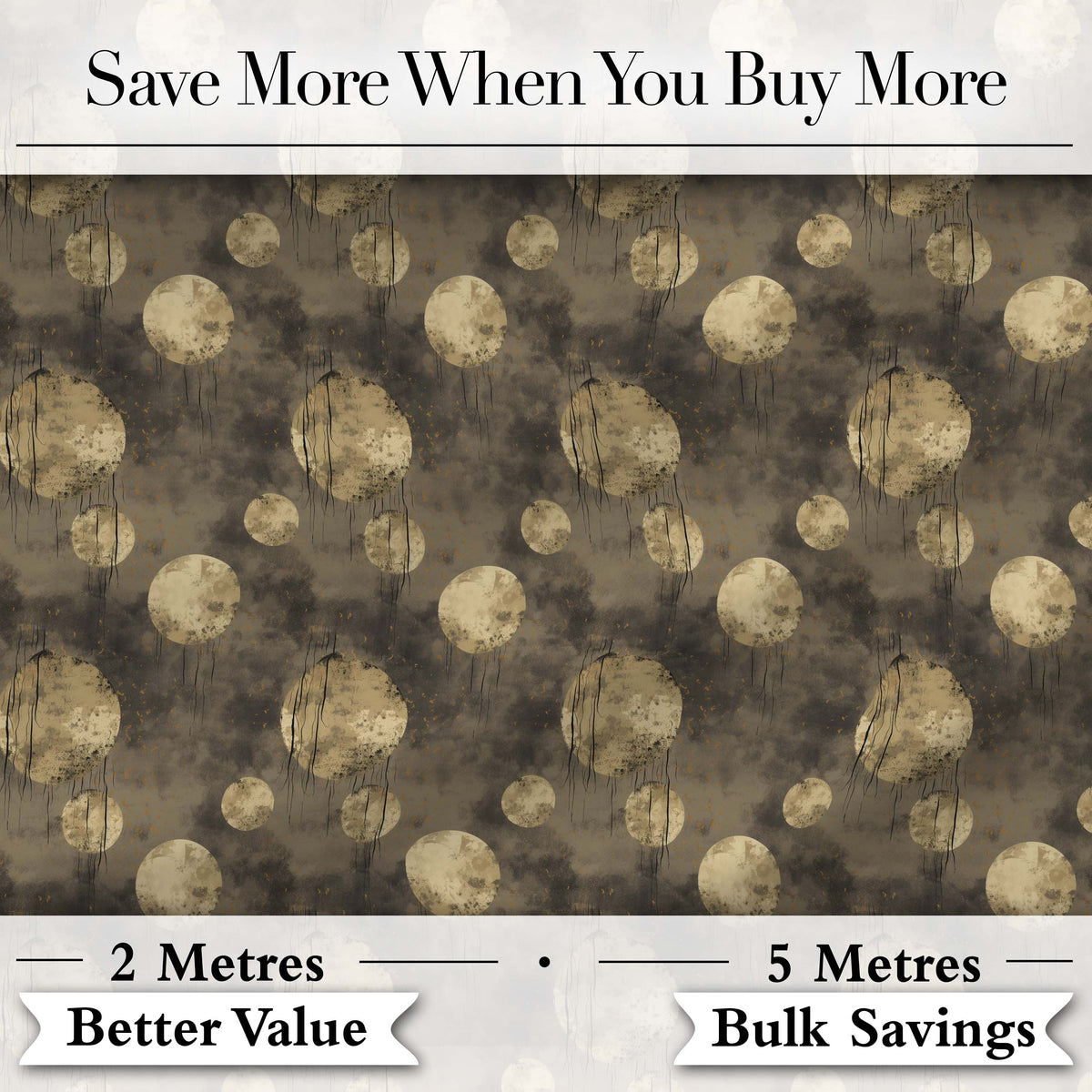 Neutral Moon Circle Seamless Pattern Abstract Earth Tone Grunge Design Digital Print Fabric by the Metre UK Sewing Quilting Textile