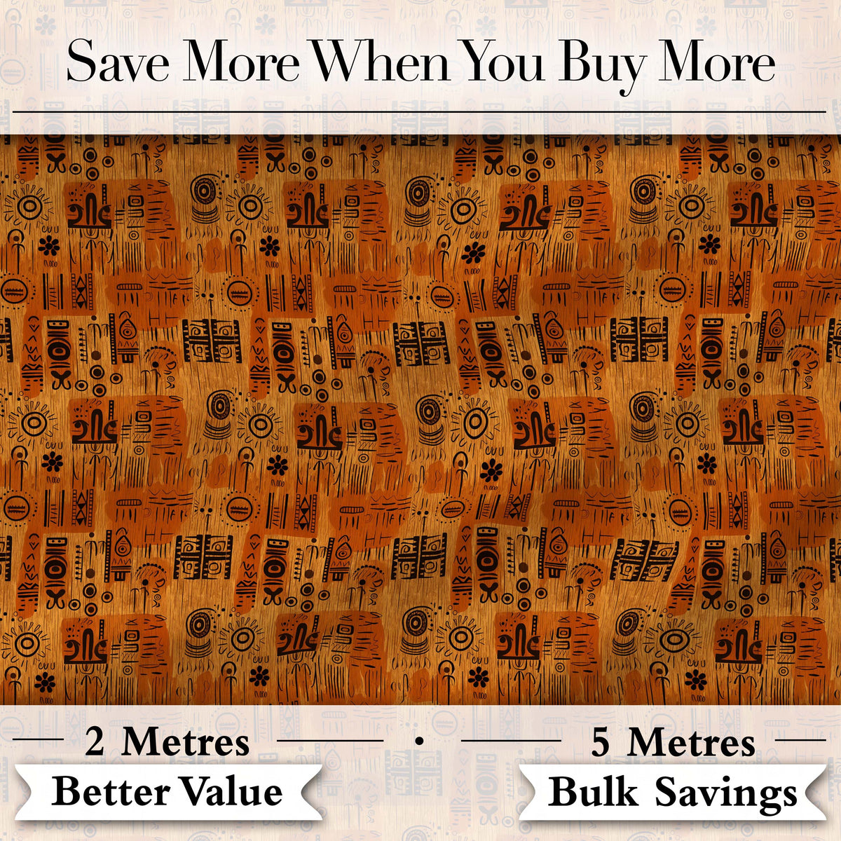 Tribal Symbol Patchwork with African Inspired in Warm Orange and Brown Tones Digital Print Fabric by the Metre UK Sewing Quilting Textile