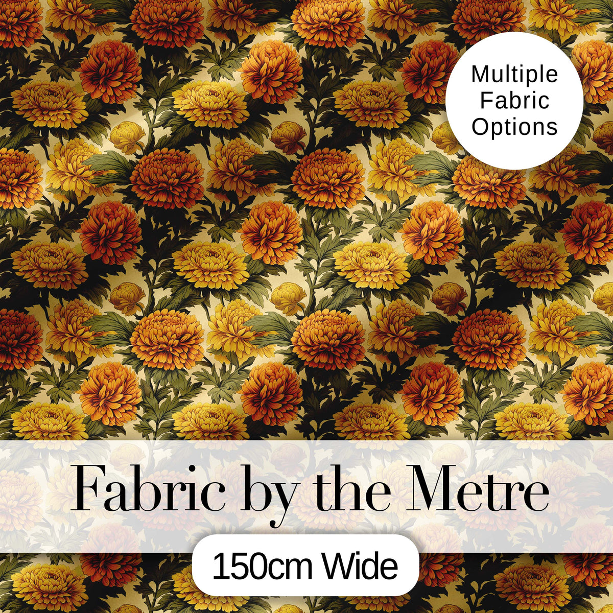 Bold Vintage Orange Poppy Floral Pattern on Warm Beige Background Digital Print Fabric by the Metre UK Sewing Quilting Textile