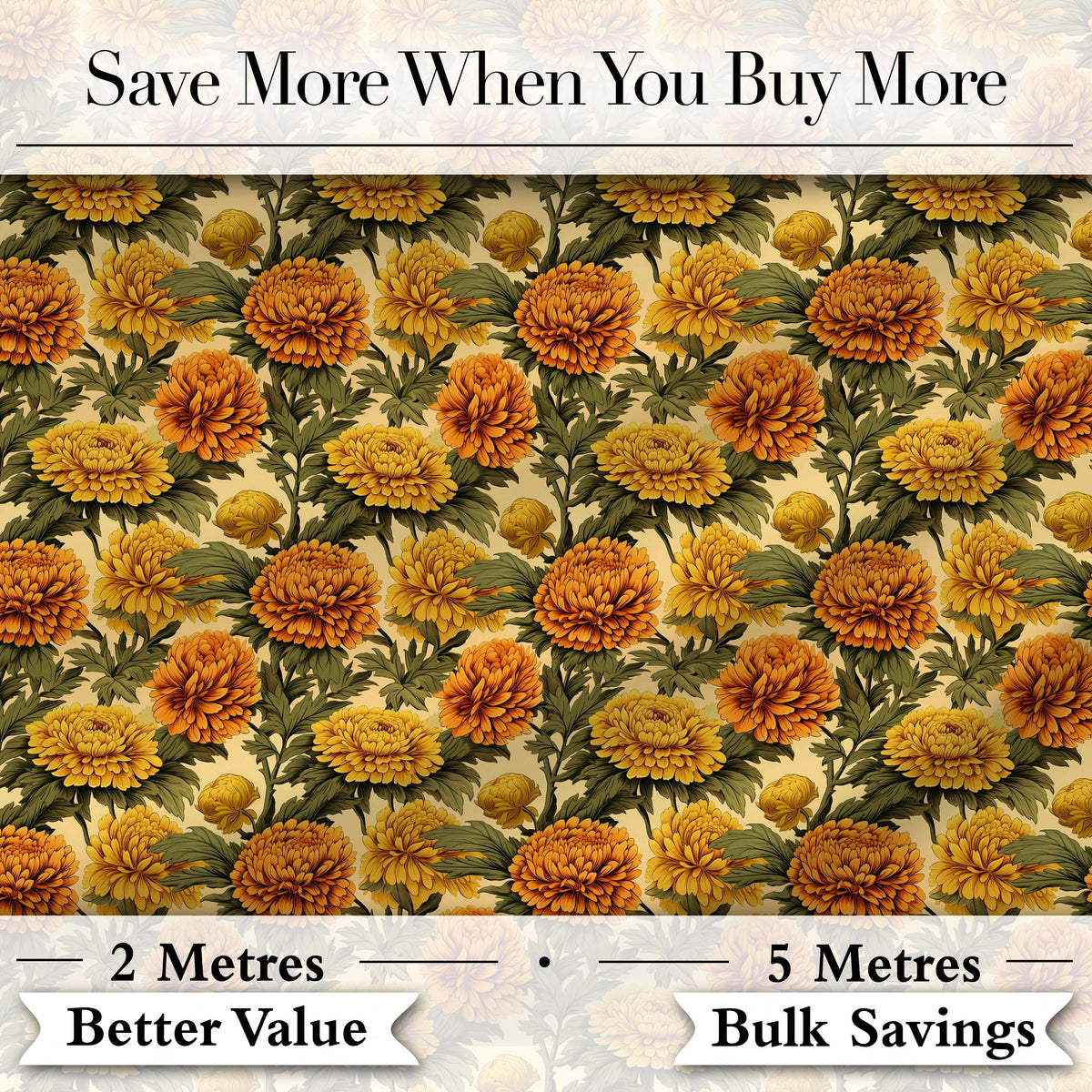 Bold Vintage Orange Poppy Floral Pattern on Warm Beige Background Digital Print Fabric by the Metre UK Sewing Quilting Textile