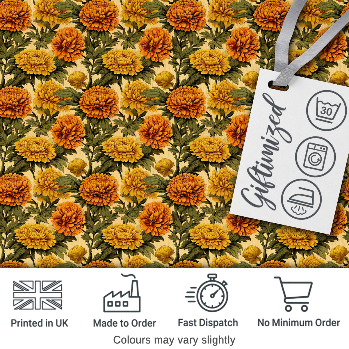 Bold Vintage Orange Poppy Floral Pattern on Warm Beige Background Digital Print Fabric by the Metre UK Sewing Quilting Textile