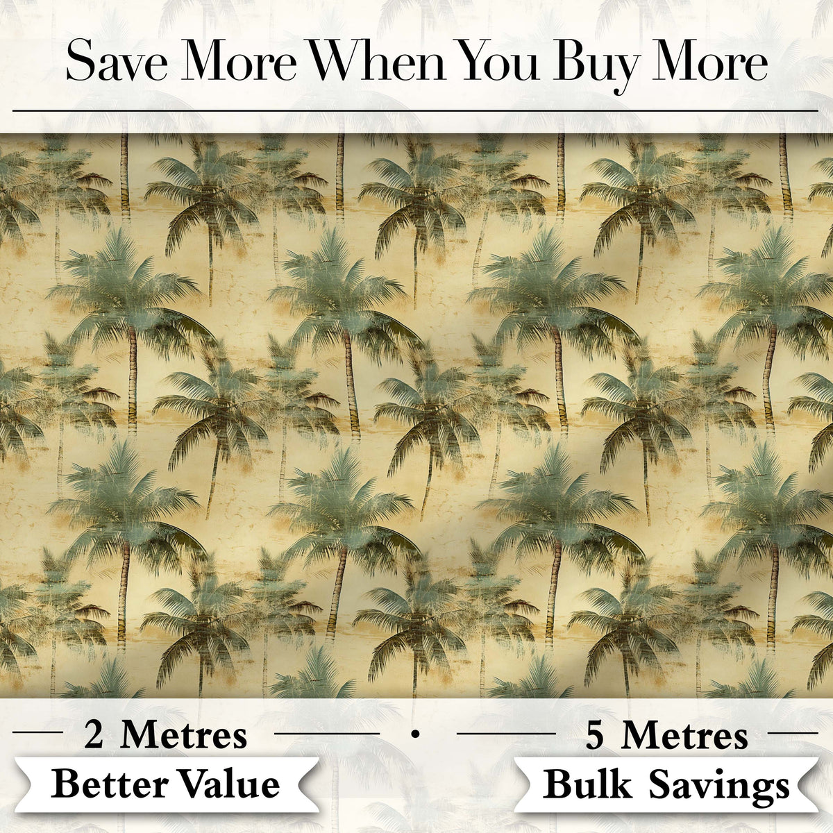 Muted Coastal Palm Tree Pattern in Soft Green and Beige Tones Digital Print Fabric by the Metre UK Sewing Quilting Textile
