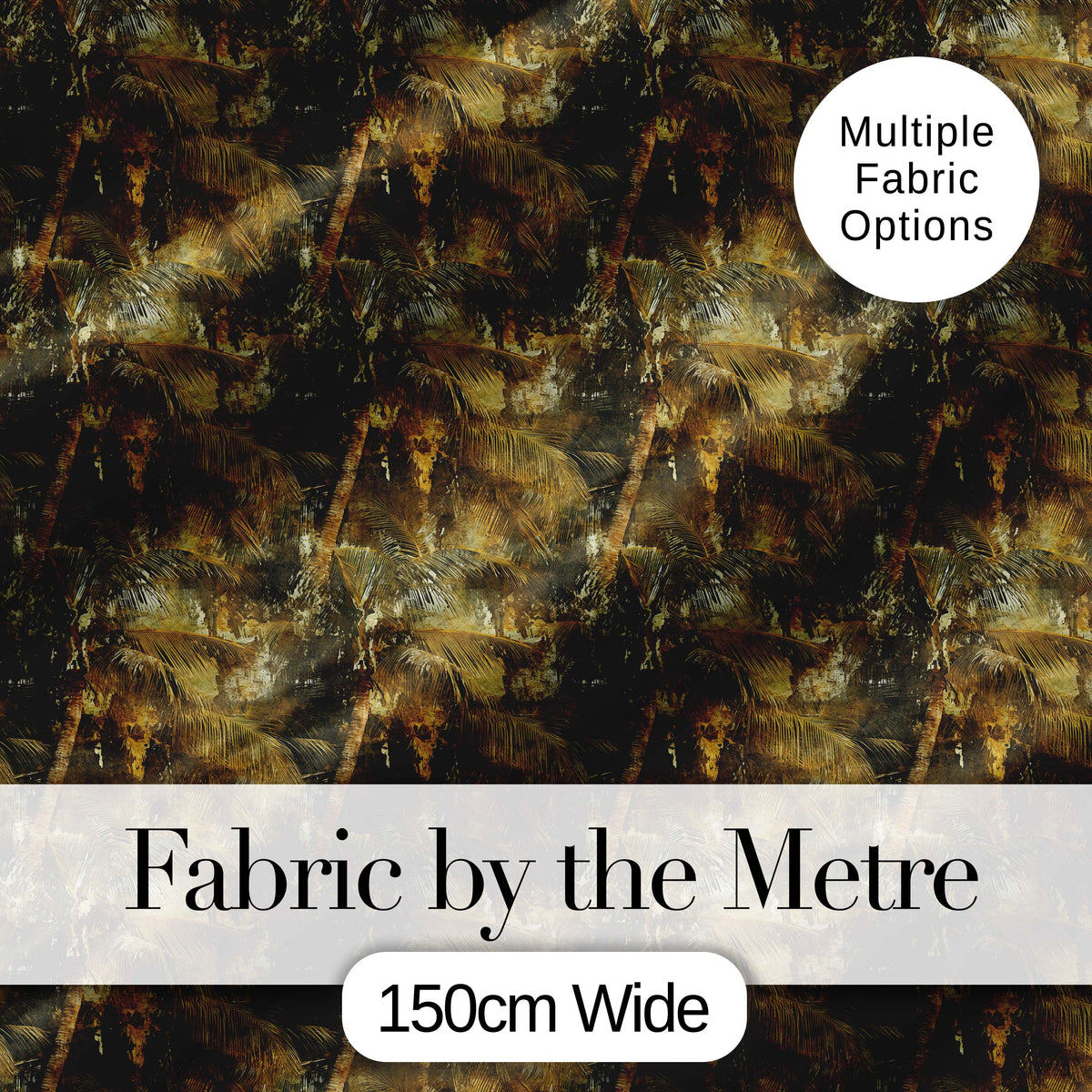 Grunge Style Tropical Palm Tree Pattern in Dark Earthy Brown Tones Digital Print Fabric by the Metre UK Sewing Quilting Textile