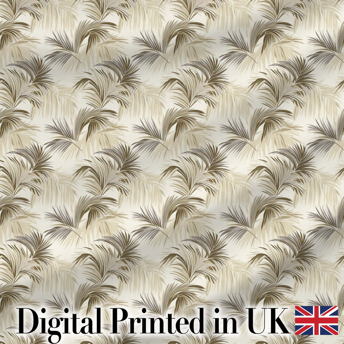 Neutral Palm Leaf Silhouette Pattern in Soft Beige and Taupe Tones Digital Print Fabric by the Metre UK Sewing Quilting Textile