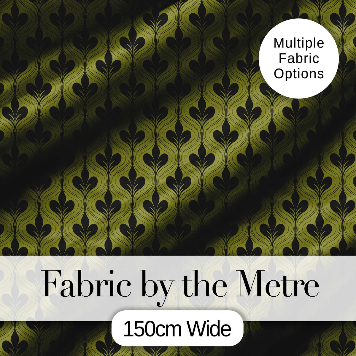 Mid Century Modern Green Leaf Geometric Seamless Pattern Botanical Digital Print Fabric by the Metre UK Sewing Quilting Textile