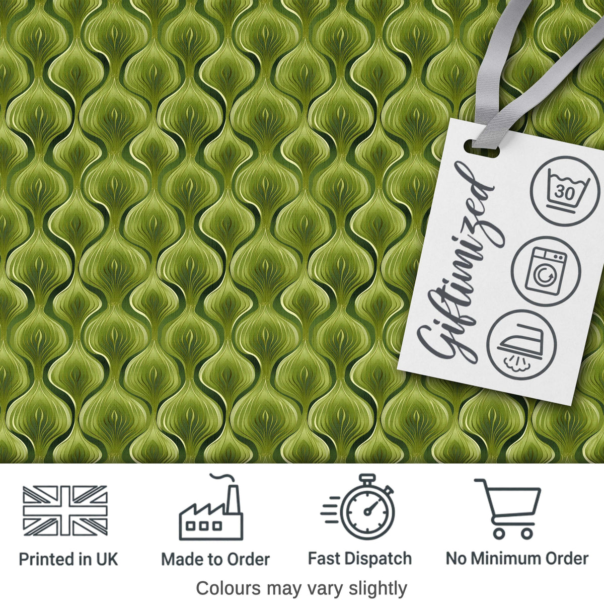 Classic Olive Green Ornamental Motif Seamless Pattern on Cream Background Digital Print Fabric by the Metre UK Sewing Quilting Textile