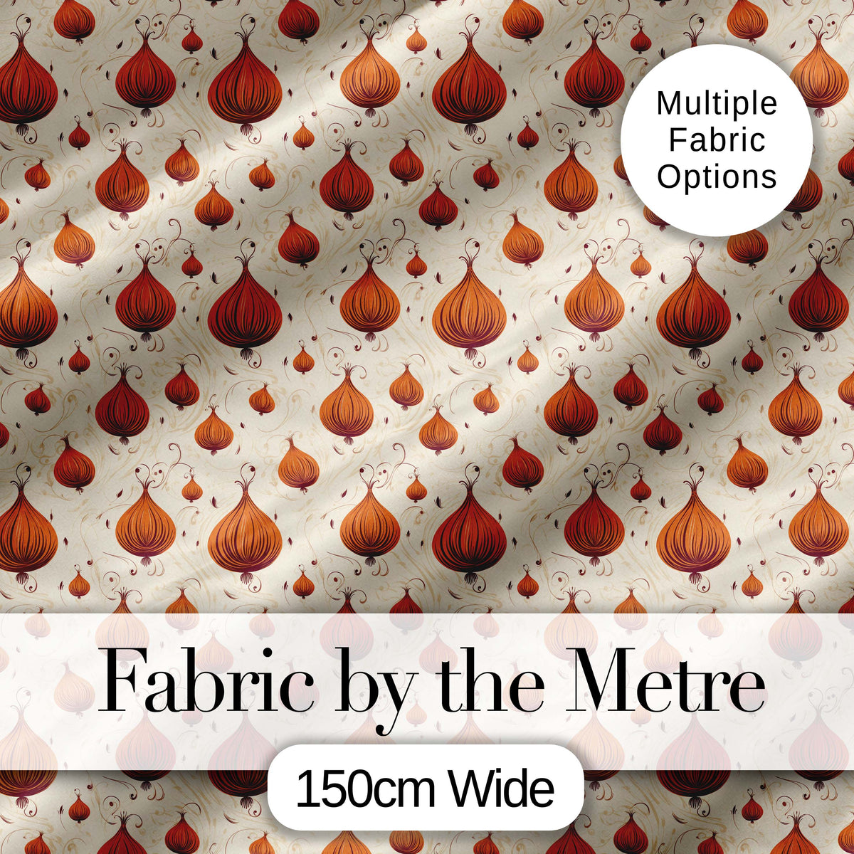 Vintage Onion Seamless Pattern Warm Brown Botanical Illustration Digital Print Fabric by the Metre UK Sewing Quilting Textile