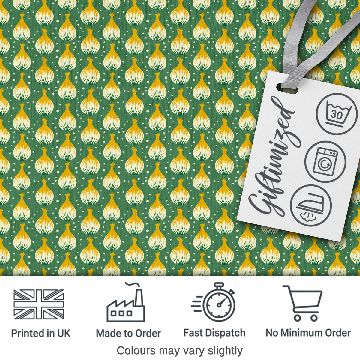 Geometric Onion Motif Pattern Green Background Modern Minimal Design Digital Print Fabric by the Metre UK Sewing Quilting Textile
