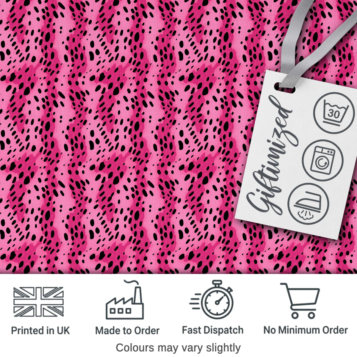 Vibrant Pink and Black Leopard Spot Abstract Seamless Pattern Digital Print Fabric by the Metre UK Sewing Quilting Textile