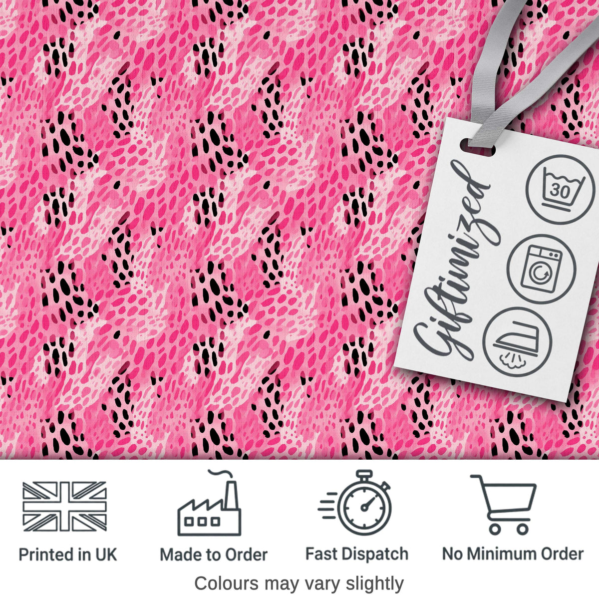 Bold Pink and Black Abstract Animal Print Seamless Pattern Digital Print Fabric by the Metre UK Sewing Quilting Textile