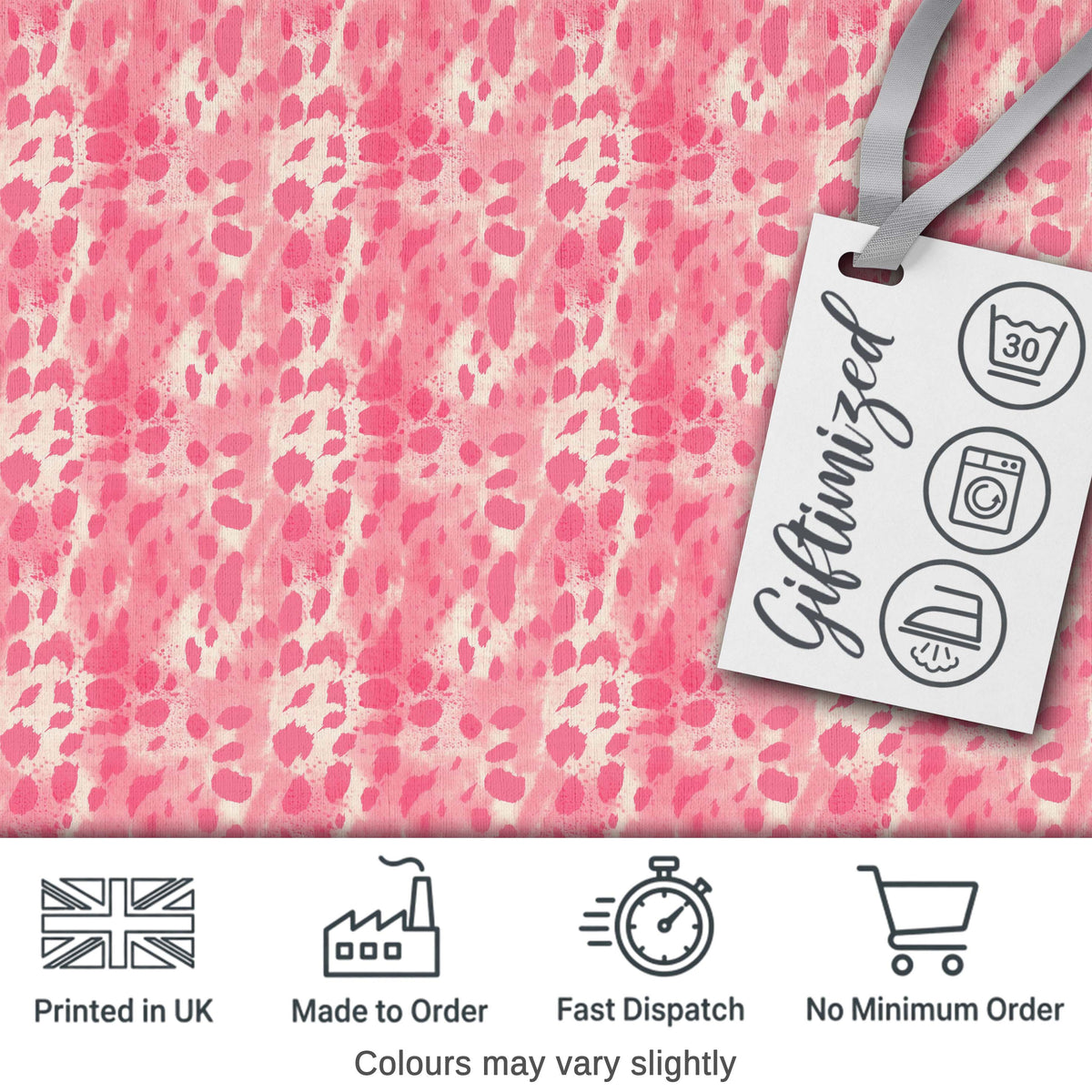 Soft Pink Watercolour Blotch Abstract Organic Seamless Pattern Digital Print Fabric by the Metre UK Sewing Quilting Textile