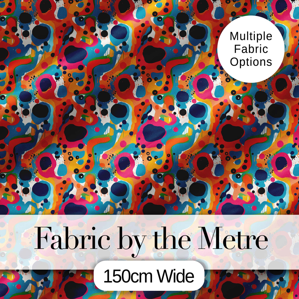 Vibrant Abstract Organic Shapes Seamless Pattern Bold Colorful Modern Art Digital Print Fabric by the Metre UK Sewing Quilting Textile