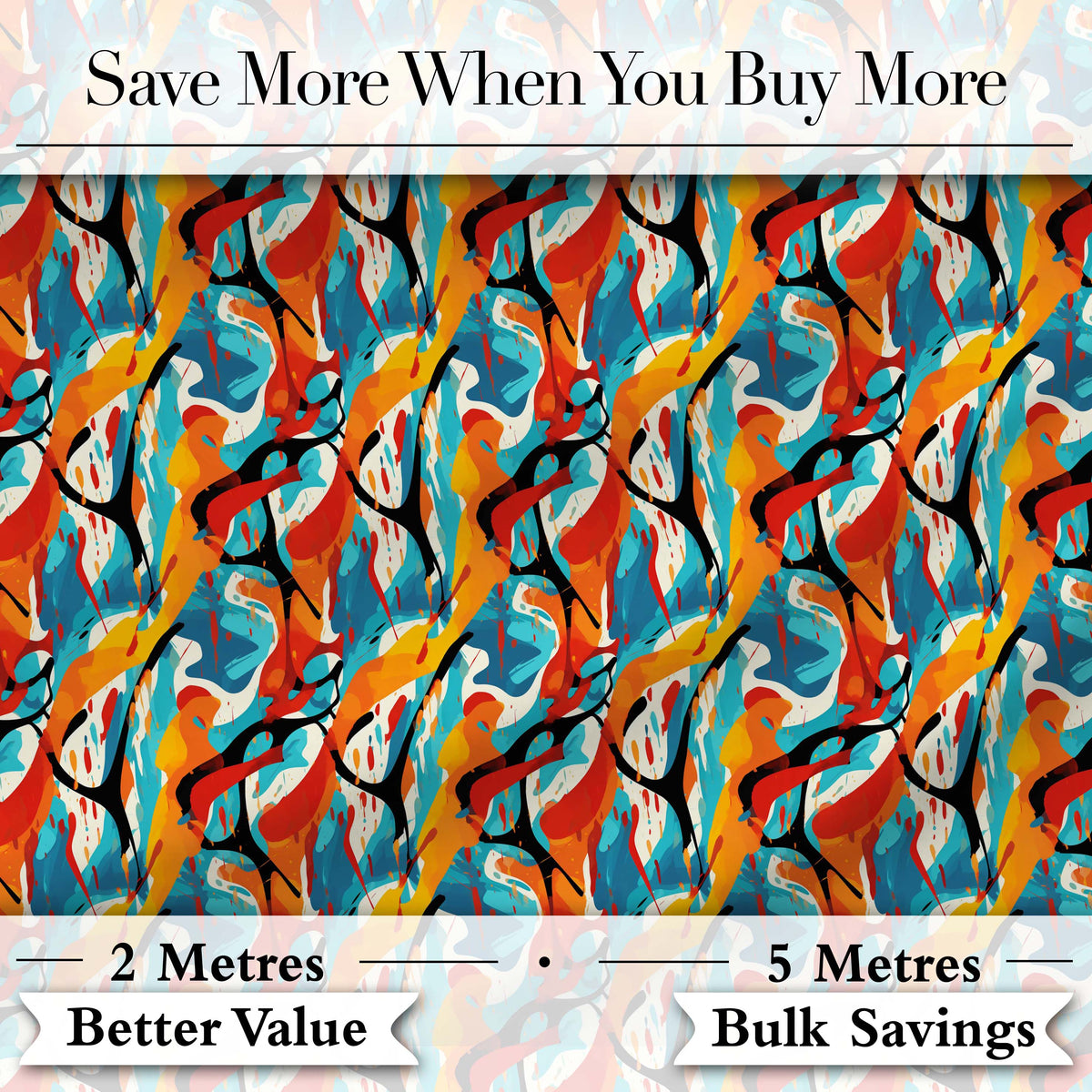 Abstract Graffiti Brush Stroke Seamless Pattern Bold Urban Artistic Design Digital Print Fabric by the Metre UK Sewing Quilting Textile