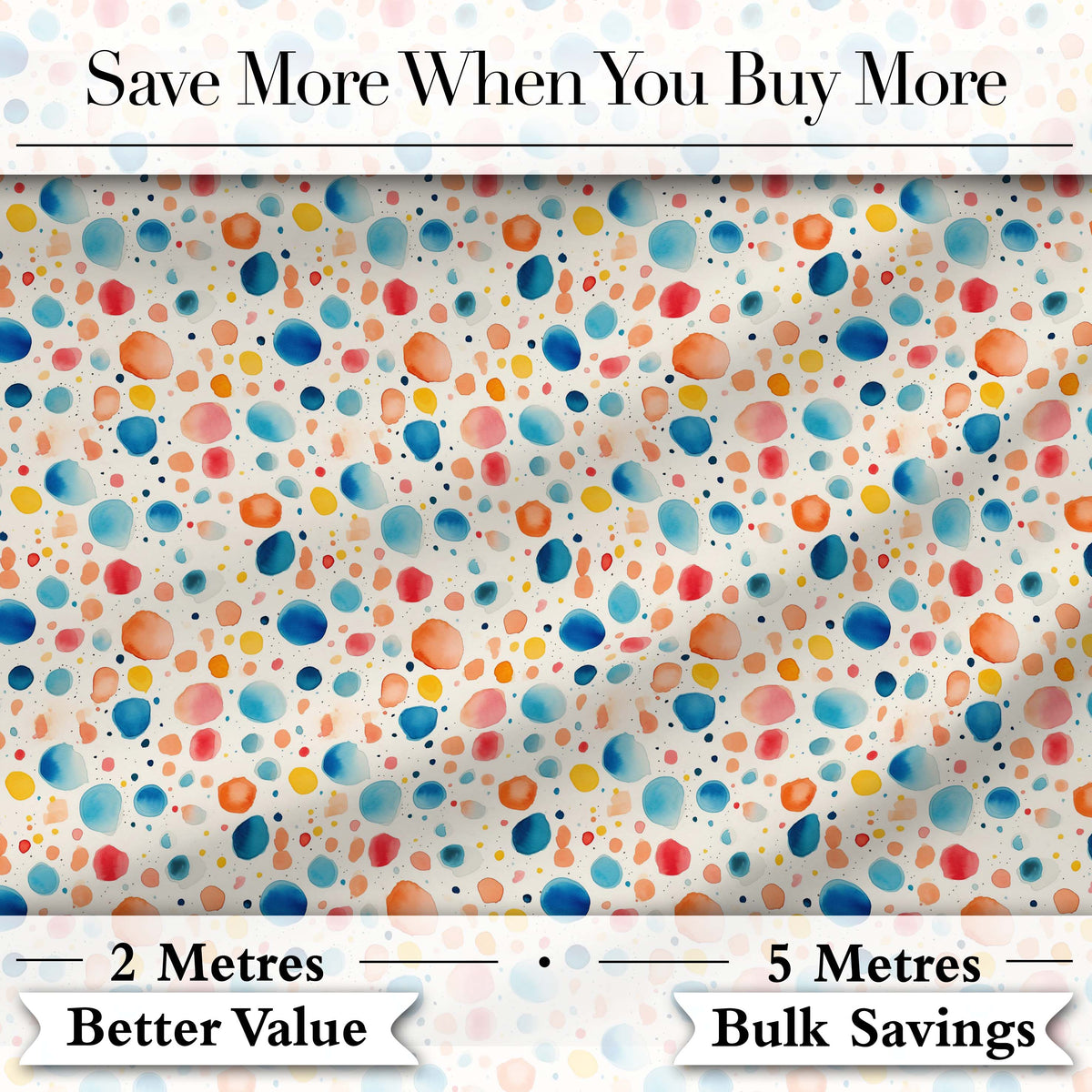 Watercolor Polka Dot Pattern Soft Pastel Abstract Spots Seamless Design Digital Print Fabric by the Metre UK Sewing Quilting Textile