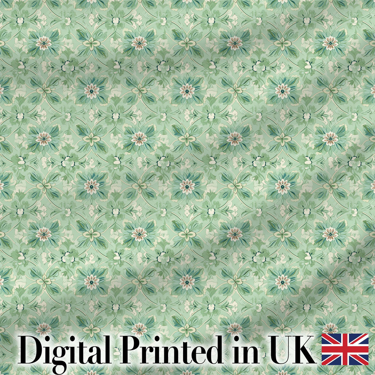 Elegant Green Floral Medallion Seamless Pattern Vintage Botanical Design Digital Print Fabric by the Metre UK Sewing Quilting Textile