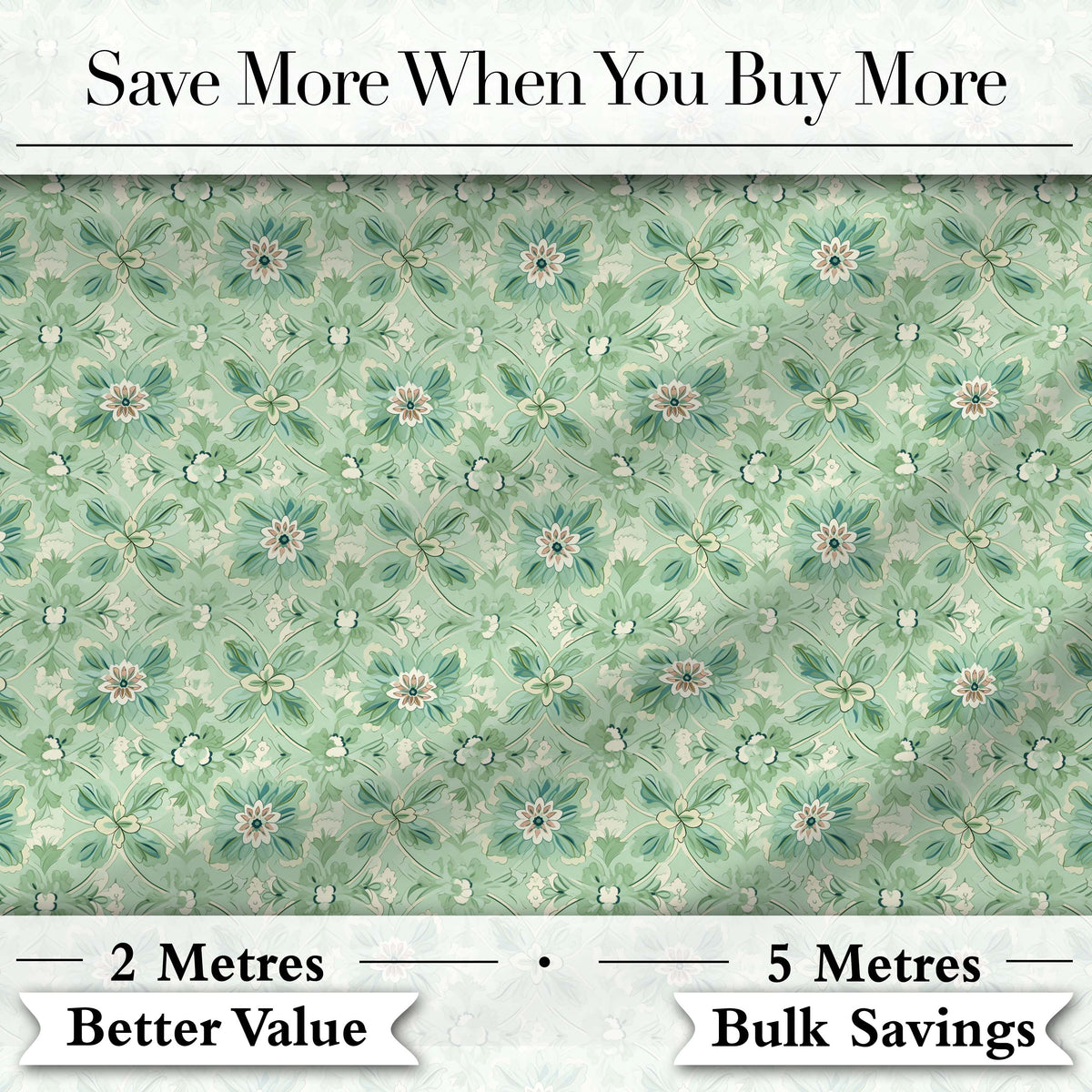 Elegant Green Floral Medallion Seamless Pattern Vintage Botanical Design Digital Print Fabric by the Metre UK Sewing Quilting Textile