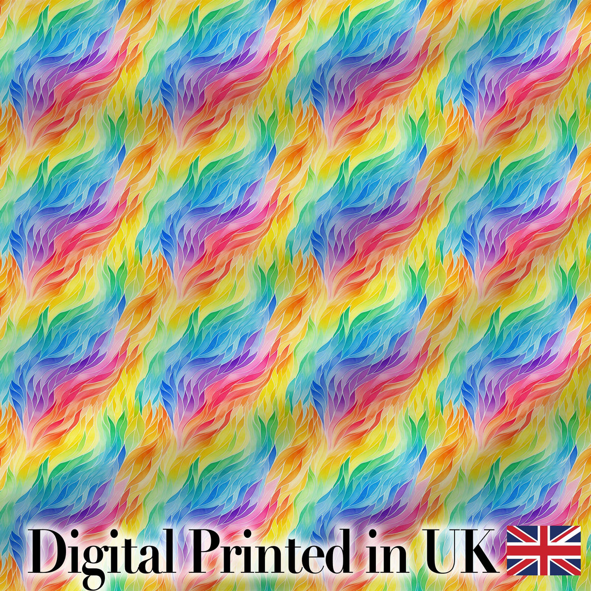 Flowing Rainbow Feather Leaf Texture Seamless Pattern Digital Print Fabric by the Metre UK Sewing Quilting Textile