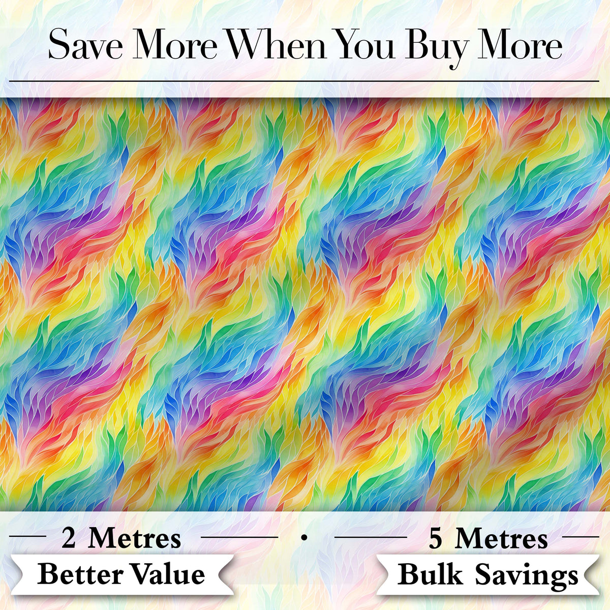 Flowing Rainbow Feather Leaf Texture Seamless Pattern Digital Print Fabric by the Metre UK Sewing Quilting Textile