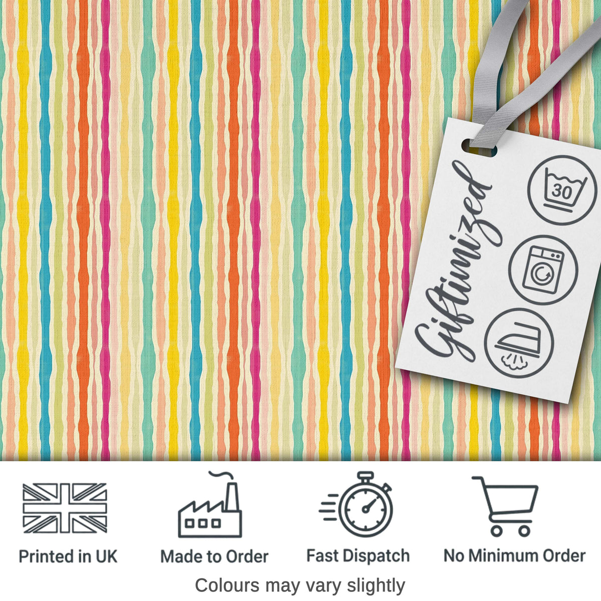 Muted Multicolour Vertical Stripe Texture Seamless Pattern Digital Print Fabric by the Metre UK Sewing Quilting Textile