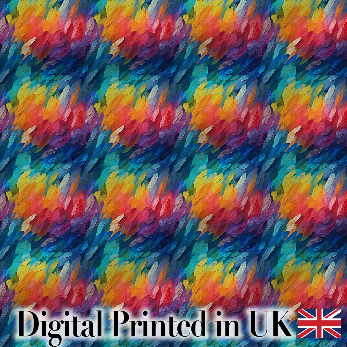 Vivid Rainbow Fluid Art Swirl Pattern Seamless Pattern Digital Print Fabric by the Metre UK Sewing Quilting Textile