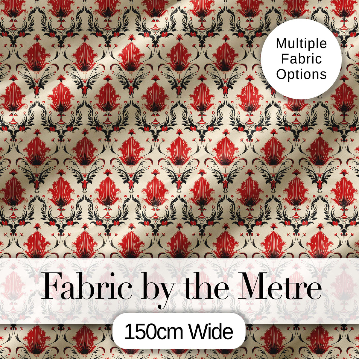 Distressed Red Damask Vintage Texture Seamless Pattern Digital Print Fabric by the Metre UK Sewing Quilting Textile