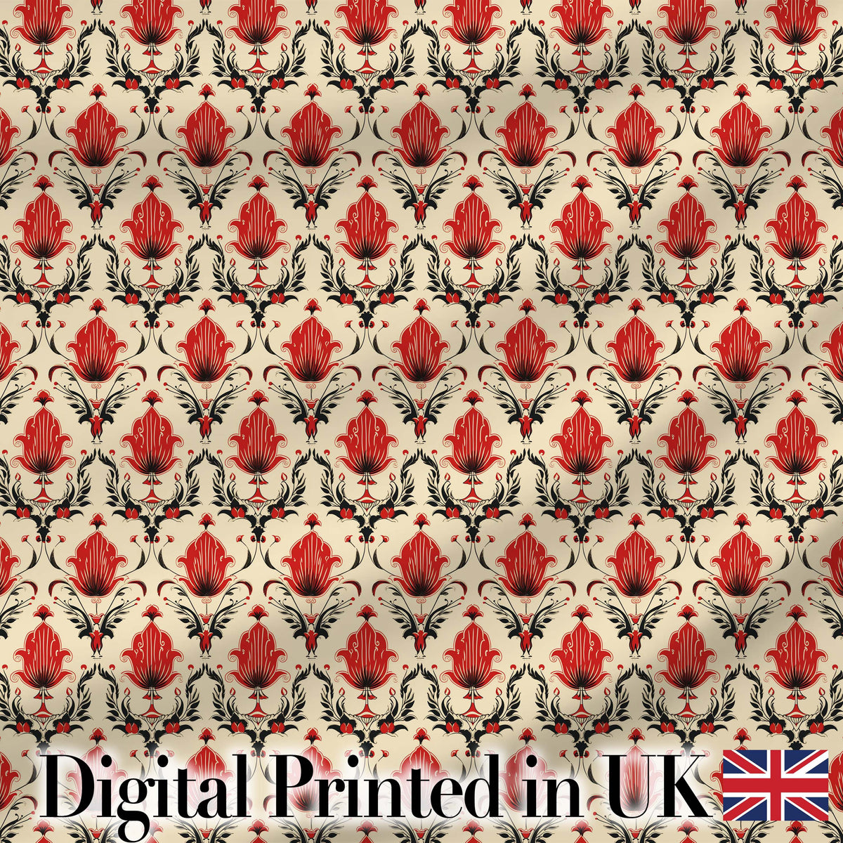 Distressed Red Damask Vintage Texture Seamless Pattern Digital Print Fabric by the Metre UK Sewing Quilting Textile