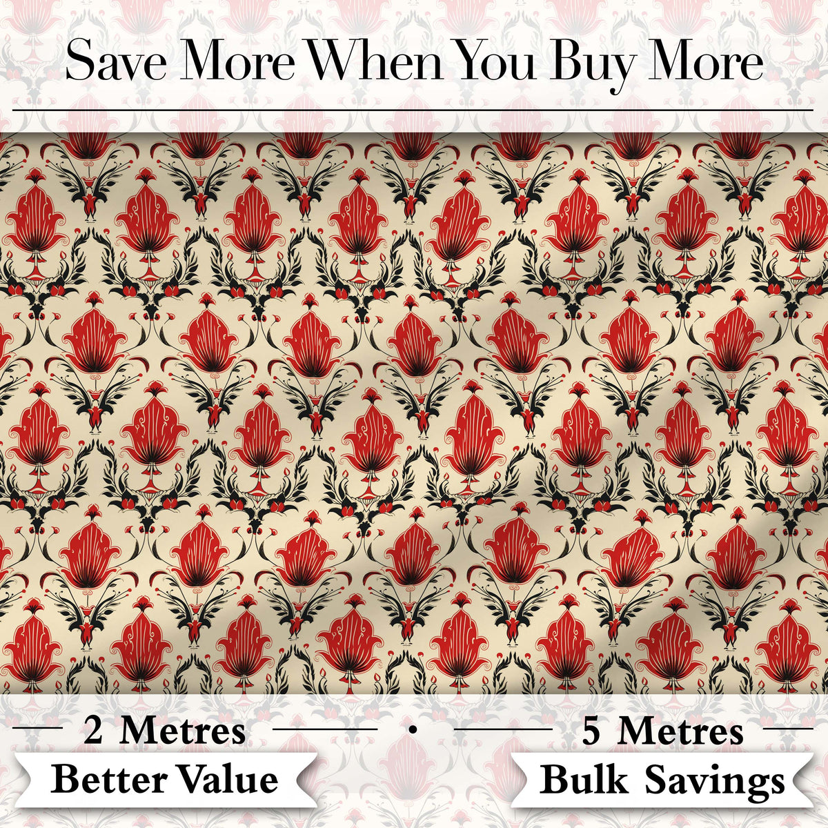 Distressed Red Damask Vintage Texture Seamless Pattern Digital Print Fabric by the Metre UK Sewing Quilting Textile