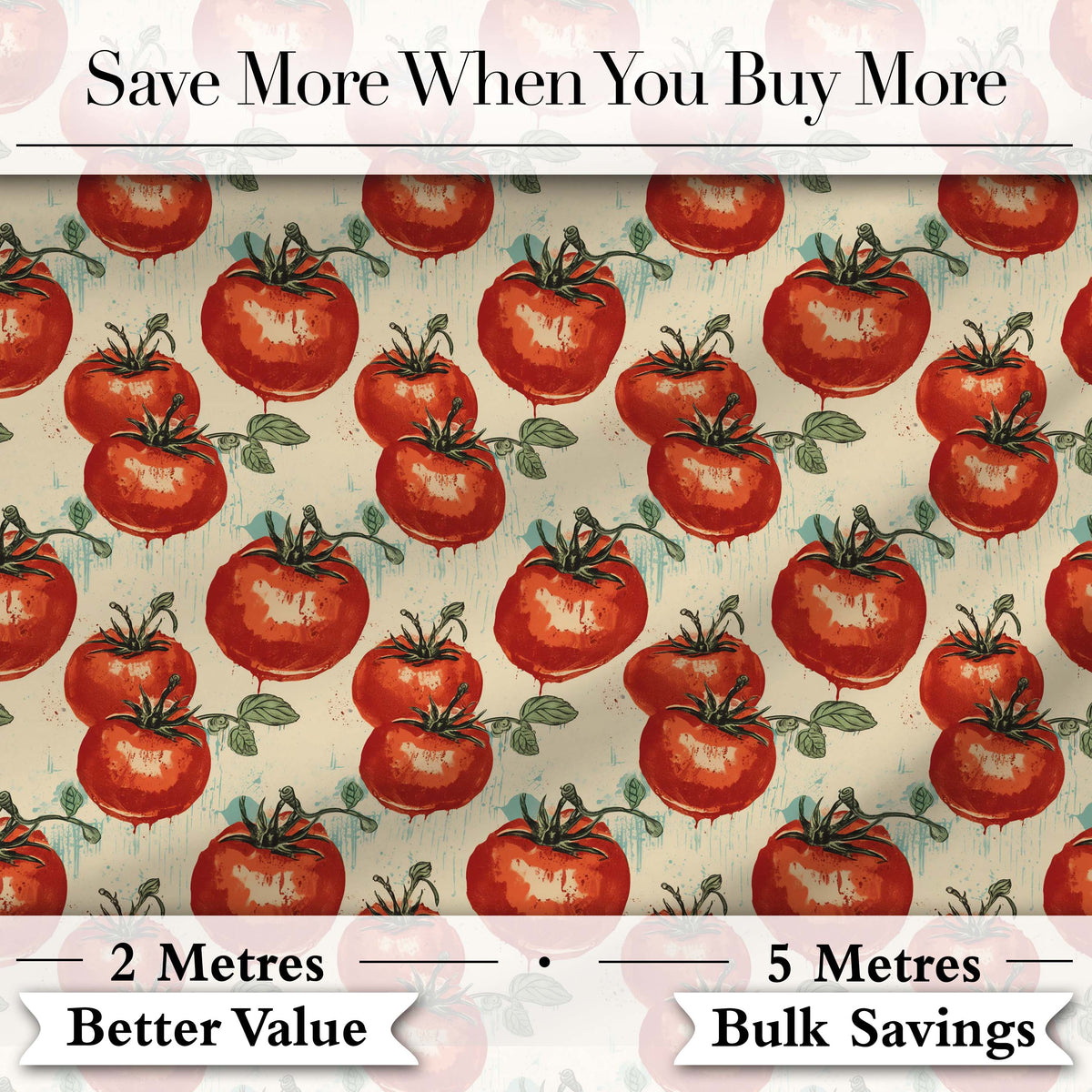 Juicy Red Tomatoes with Vintage Drip Effect on Neutral Background Pattern Digital Print Fabric by the Metre UK Sewing Quilting Textile