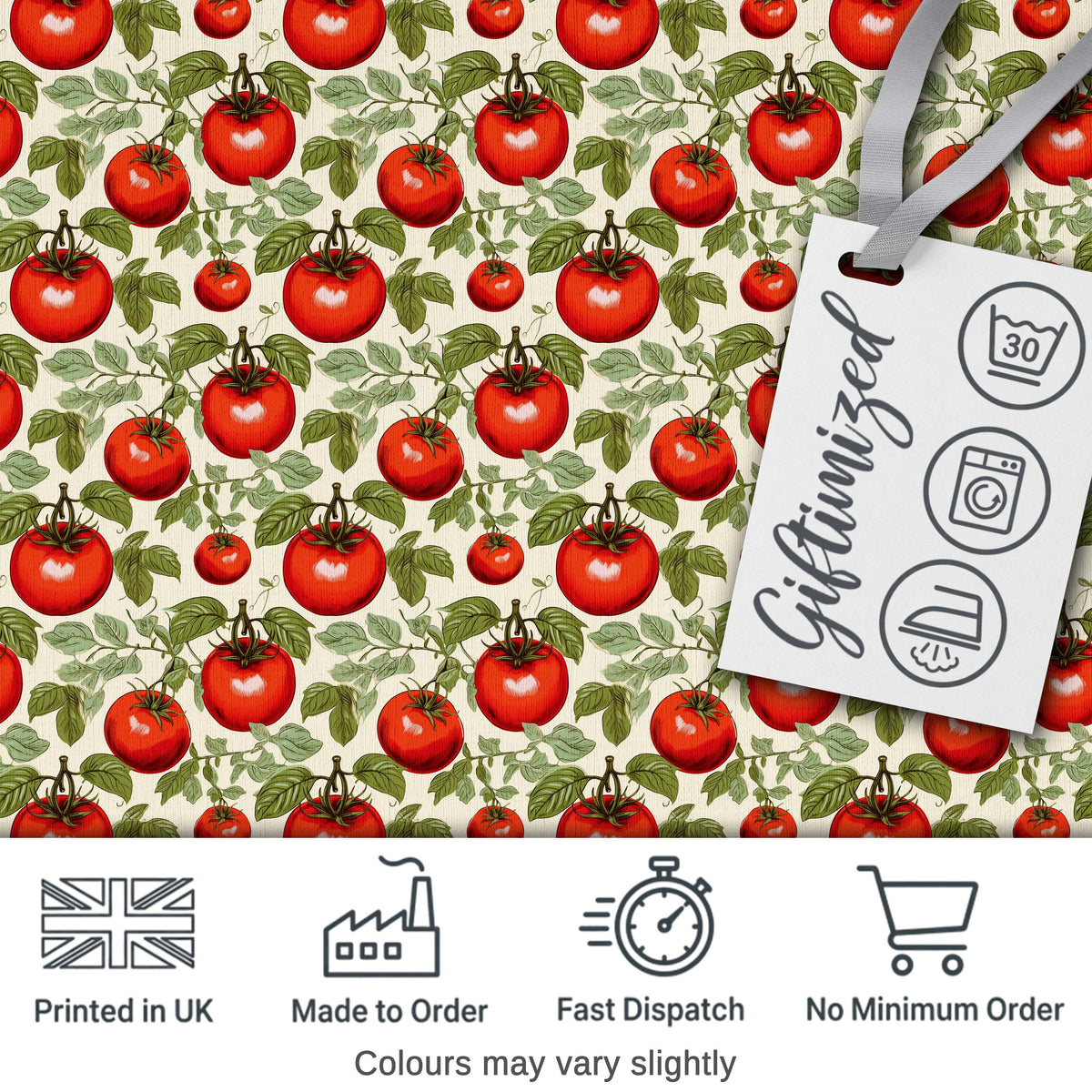 Elegant Botanical Tomato Vine Illustration on Light Background Seamless Pattern Digital Print Fabric by the Metre UK Sewing Quilting Textile
