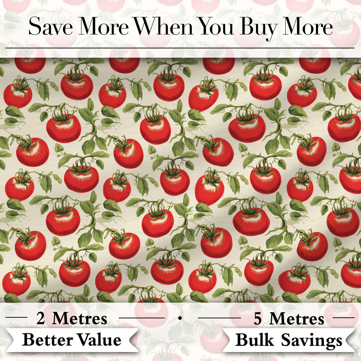 Classic Red Tomatoes with Leaves on Neutral Background Seamless Pattern Digital Print Fabric by the Metre UK Sewing Quilting Textile