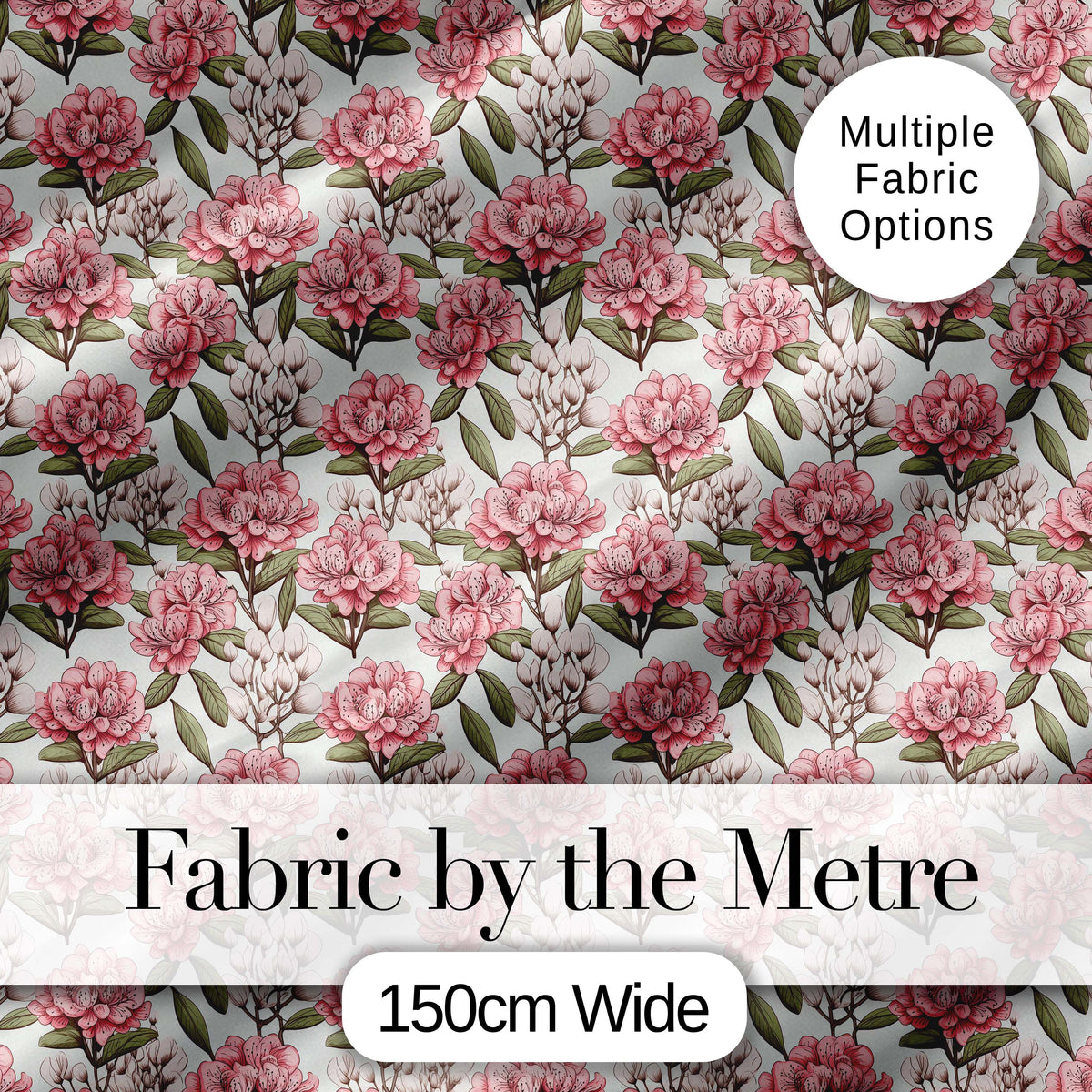 Vintage Pink Floral Branches with Neutral Background Seamless Pattern Digital Print Fabric by the Metre UK Sewing Quilting Textile
