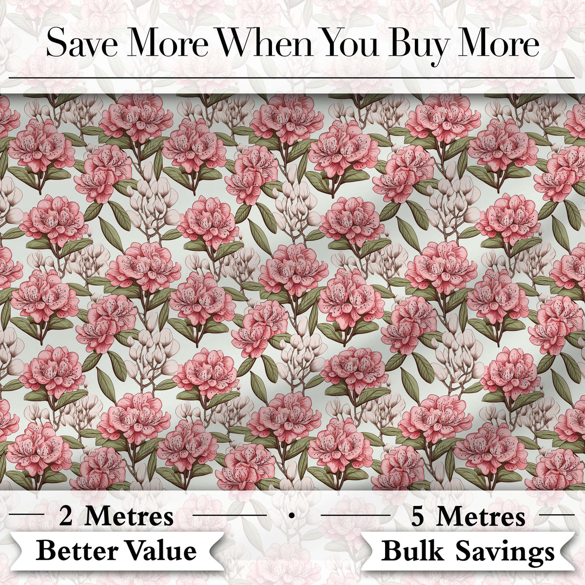 Vintage Pink Floral Branches with Neutral Background Seamless Pattern Digital Print Fabric by the Metre UK Sewing Quilting Textile