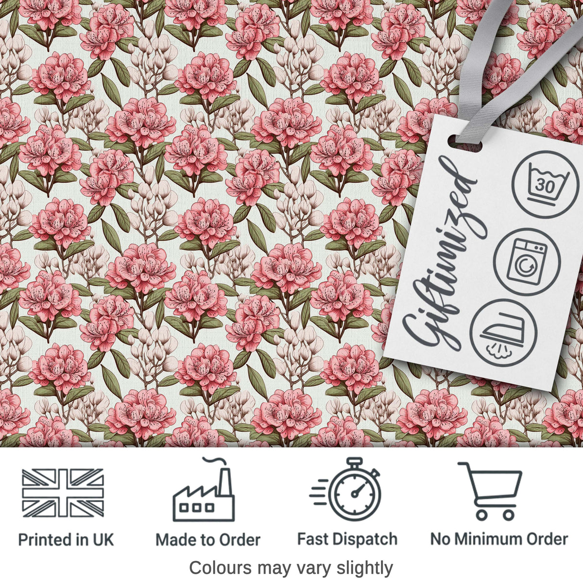 Vintage Pink Floral Branches with Neutral Background Seamless Pattern Digital Print Fabric by the Metre UK Sewing Quilting Textile