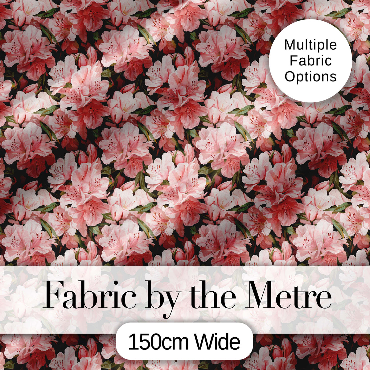 Blush Pink Azalea Bloom Cluster Seamless Pattern Digital Print Fabric by the Metre UK Sewing Quilting Textile
