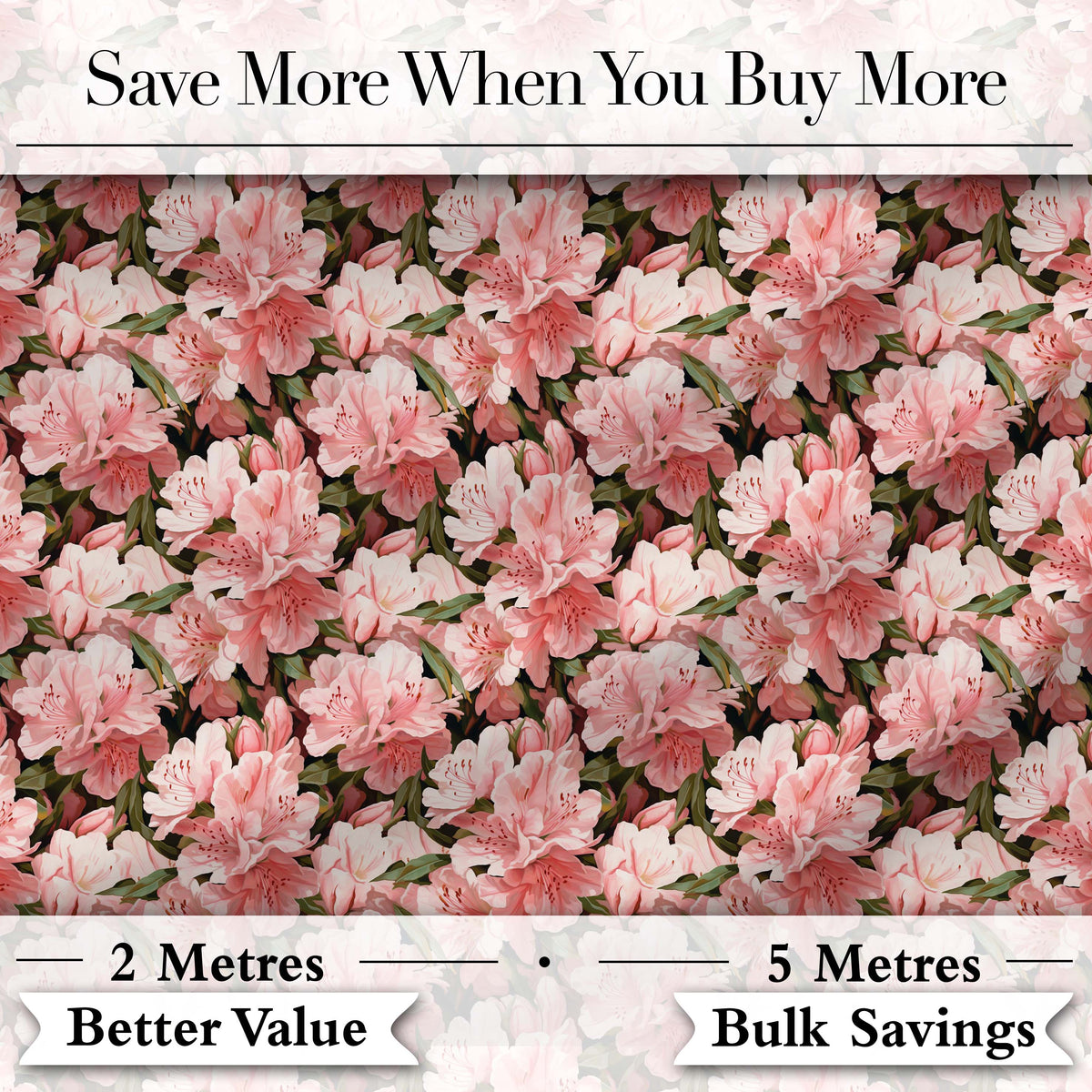 Blush Pink Azalea Bloom Cluster Seamless Pattern Digital Print Fabric by the Metre UK Sewing Quilting Textile