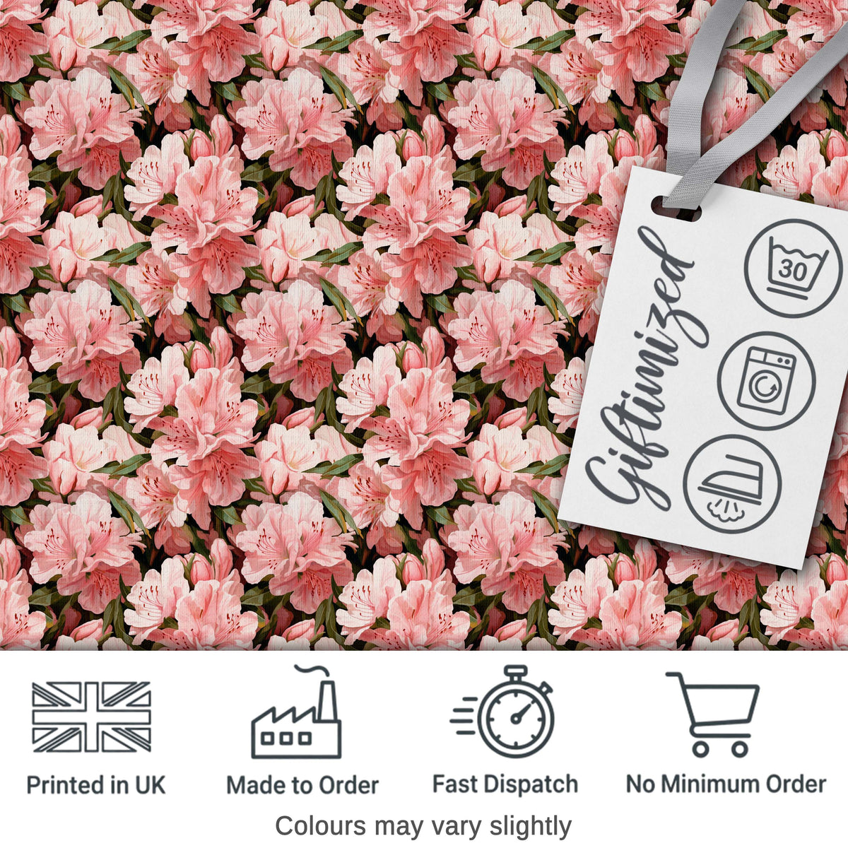 Blush Pink Azalea Bloom Cluster Seamless Pattern Digital Print Fabric by the Metre UK Sewing Quilting Textile
