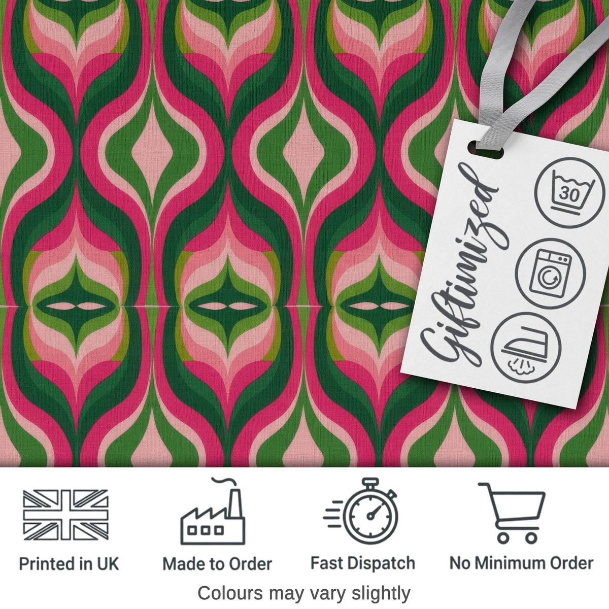 Vintage Wavy Abstract Pattern in Warm Earth Tone Layers Digital Print Fabric by the Metre UK Sewing Quilting Textile
