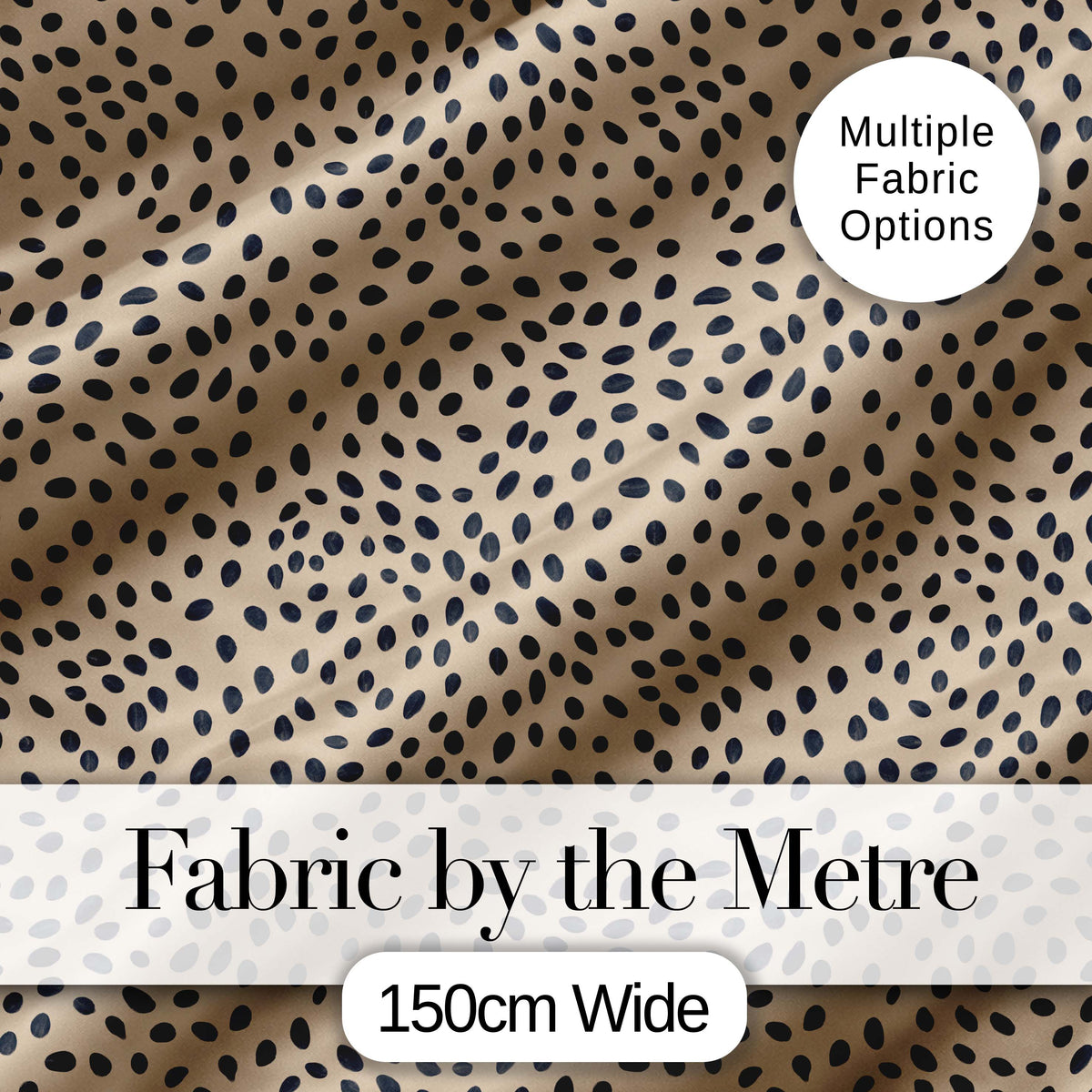 Neutral Beige Black Seed Scatter Organic Seamless Pattern Digital Print Fabric by the Metre UK Sewing Quilting Textile