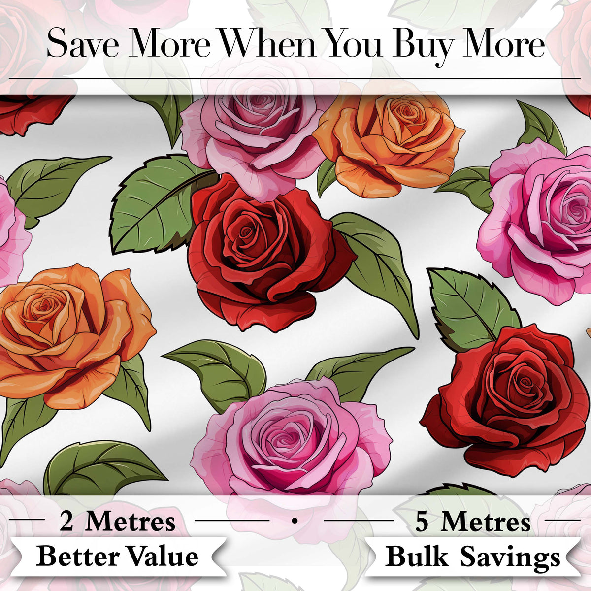 Realistic Rose Flower Seamless Pattern Red Pink Floral Botanical Design Digital Print Fabric by the Metre UK Sewing Quilting Textile